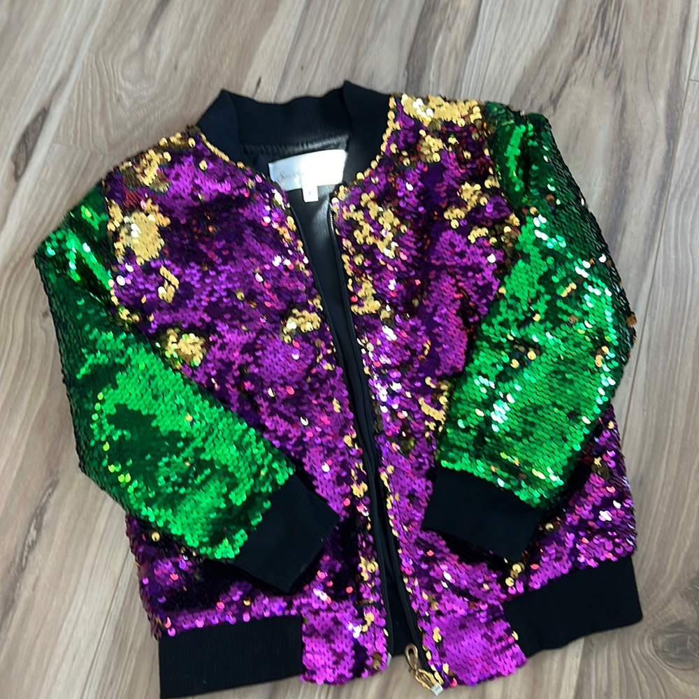 Kids purple, green and gold sequin jacket